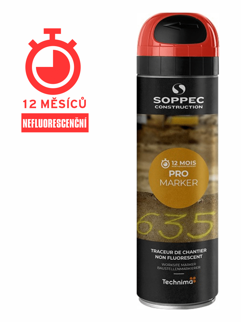 Značkovací spreje: Nefluorescenční sprej PRO MARKER červený
