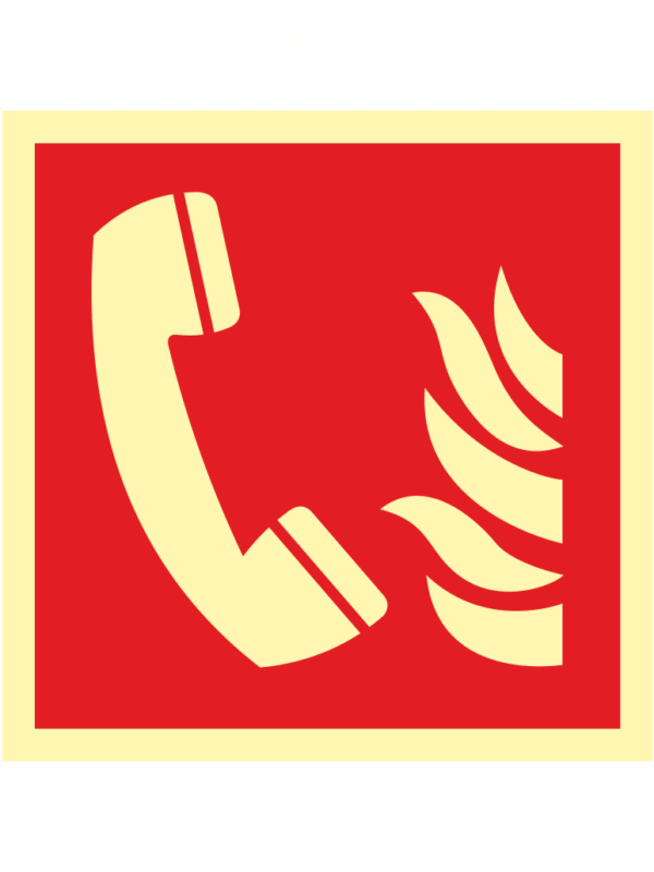 Požární tísňový telefon – symbol ISO 7010 fotoluminiscenční