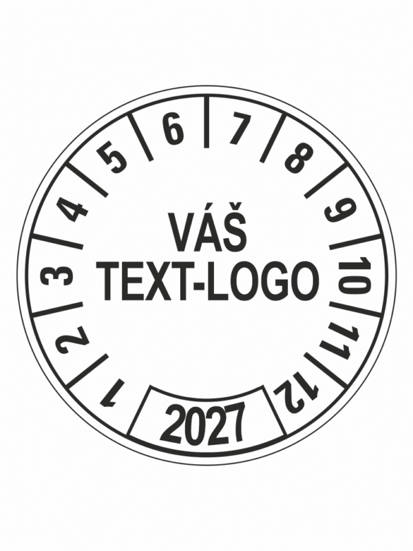 Kontrolní štítek 2027 – Váš text/logo