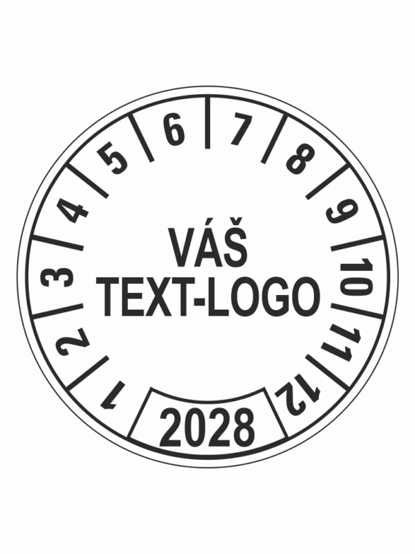 Kontrolní štítek 2028 – Váš text/logo