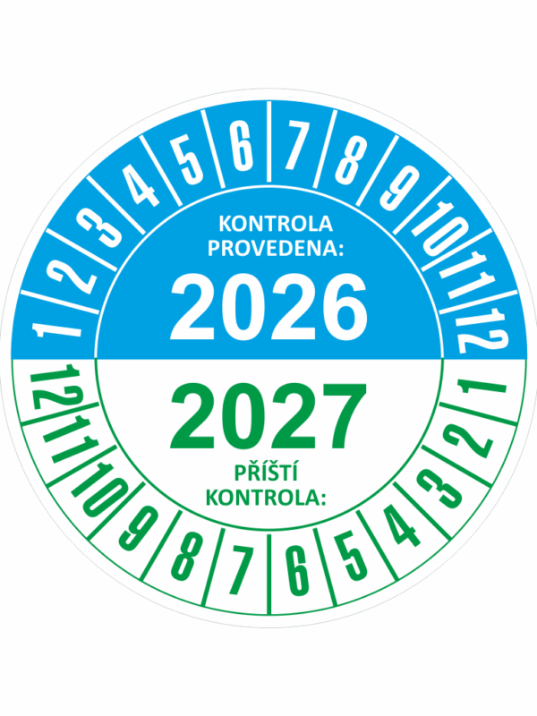 Revizní a kalibrační kolečka - Dvouleté: Kontrola provedena 2026 / Příští kontrola 2027