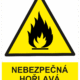 Výstražná bezpečnostní tabulka symbol s textem: "Nebezpečná hořlavá kapalina"