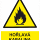 Výstražná bezpečnostní tabulka symbol s textem: "Hořlavá kapalina IV. třídy"