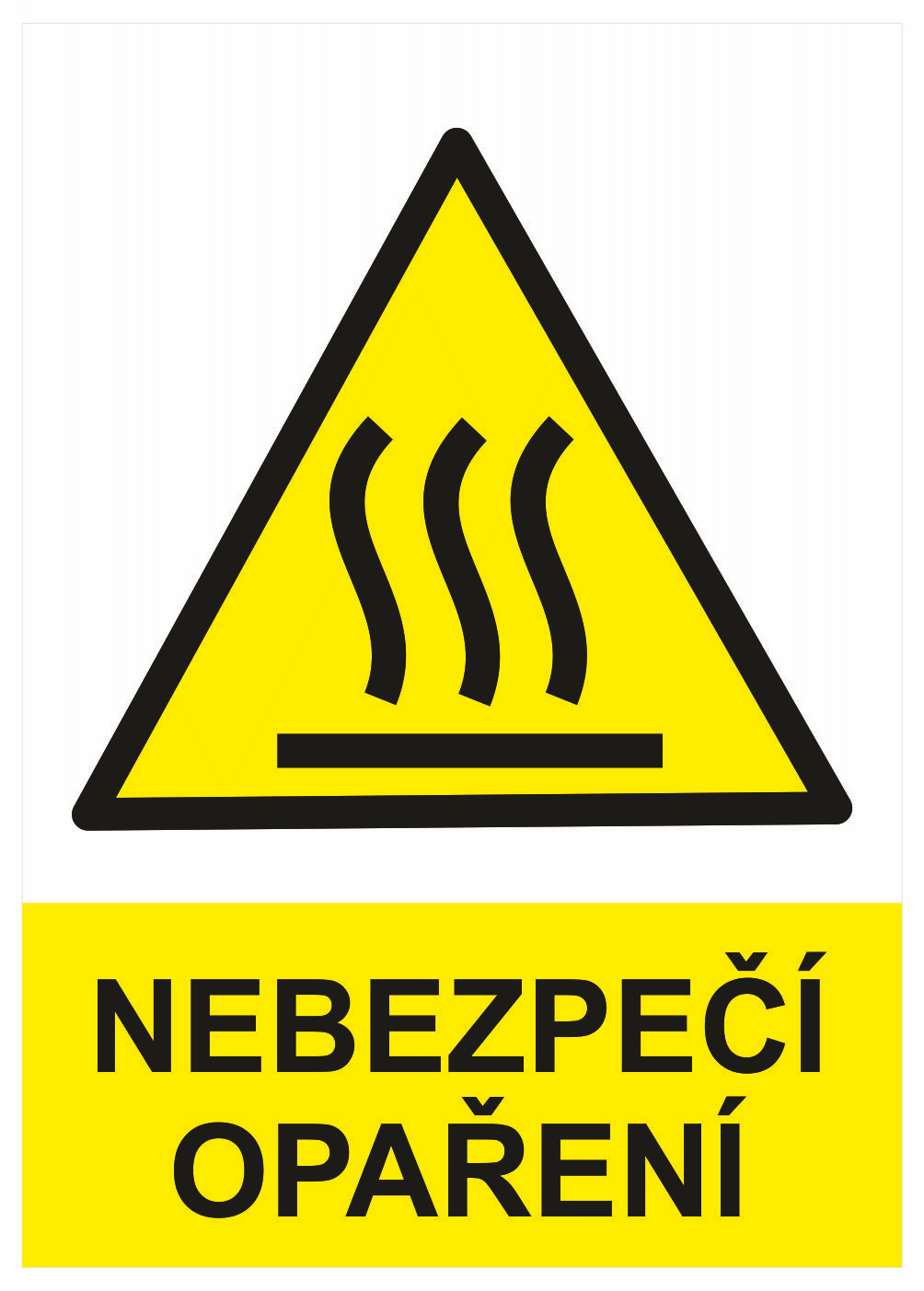 200703 Výstražná bezpečnostní tabulka symbol s textem: "Nebezpečí opaření"