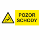 Výstražná bezpečnostní tabulka symbol s textem: "Pozor schody"