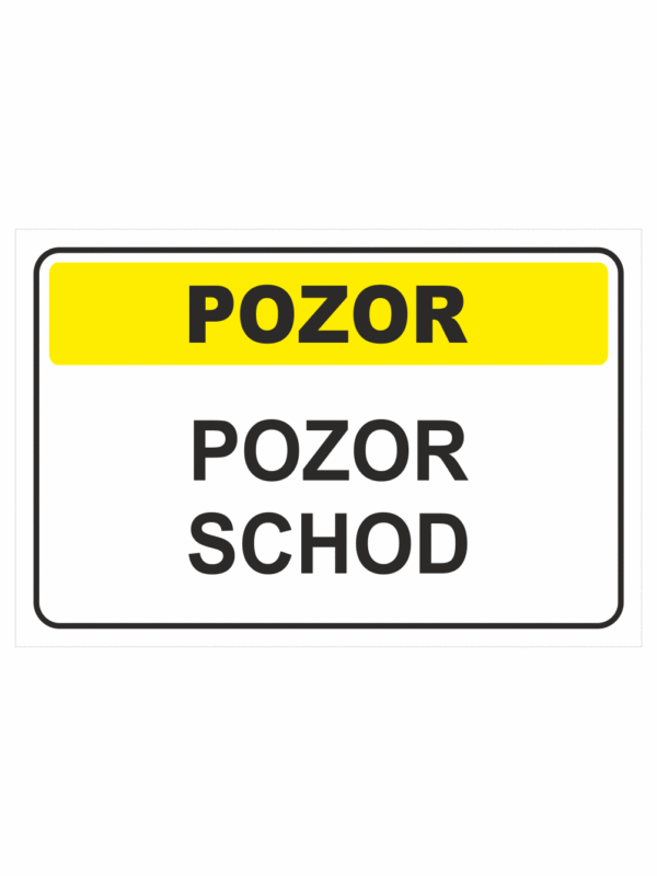 Výstražná textová tabulka: "Pozor schod"