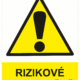 Výstražná bezpečnostní tabulka symbol s textem: "Rizikové pracoviště"