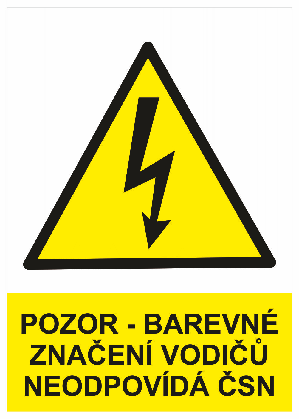 210202 Značení elektro a ESD - Elektro výstrahy: Pozor barevné značení vodičů neodpovídá ČSN
