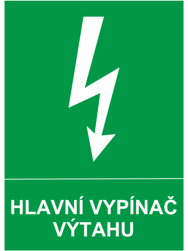 Značení elektro - Značení uzávěrů a vypínačů: Hlavní vypínač výtahu