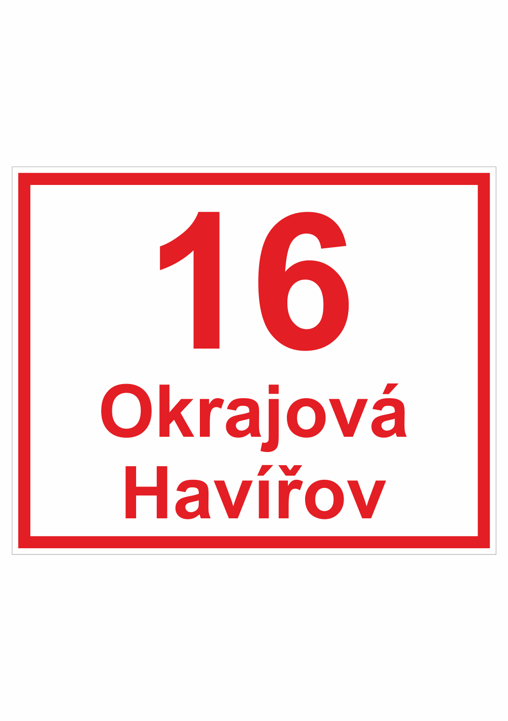 249126 Značení budov - Značení ulic a domů: Tabulka orientační (Červené číslo s bílým podkladem)