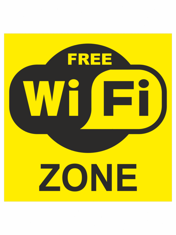 Značení budov, prostorů a vstupů - Označení wifi připojení: "Free WiFi Zone" (Žlutá)
