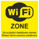 Značení budov, prostorů a vstupů - Označení wifi připojení: "WIFI ZONE / Zde se připojte k bezdrátovému internetu / Wireless internet connection available here" (Žlutá)