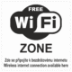 Značení budov, prostorů a vstupů - Označení wifi připojení: "Free Wifi Zone / Zde se připojte k bezdrátovému internetu / Wireless internet connection available here"