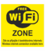 Značení budov, prostorů a vstupů - Označení wifi připojení: "Free Wifi Zone / Zde se připojte k bezdrátovému internetu / Wireless internet connection available here" (Žlutá)