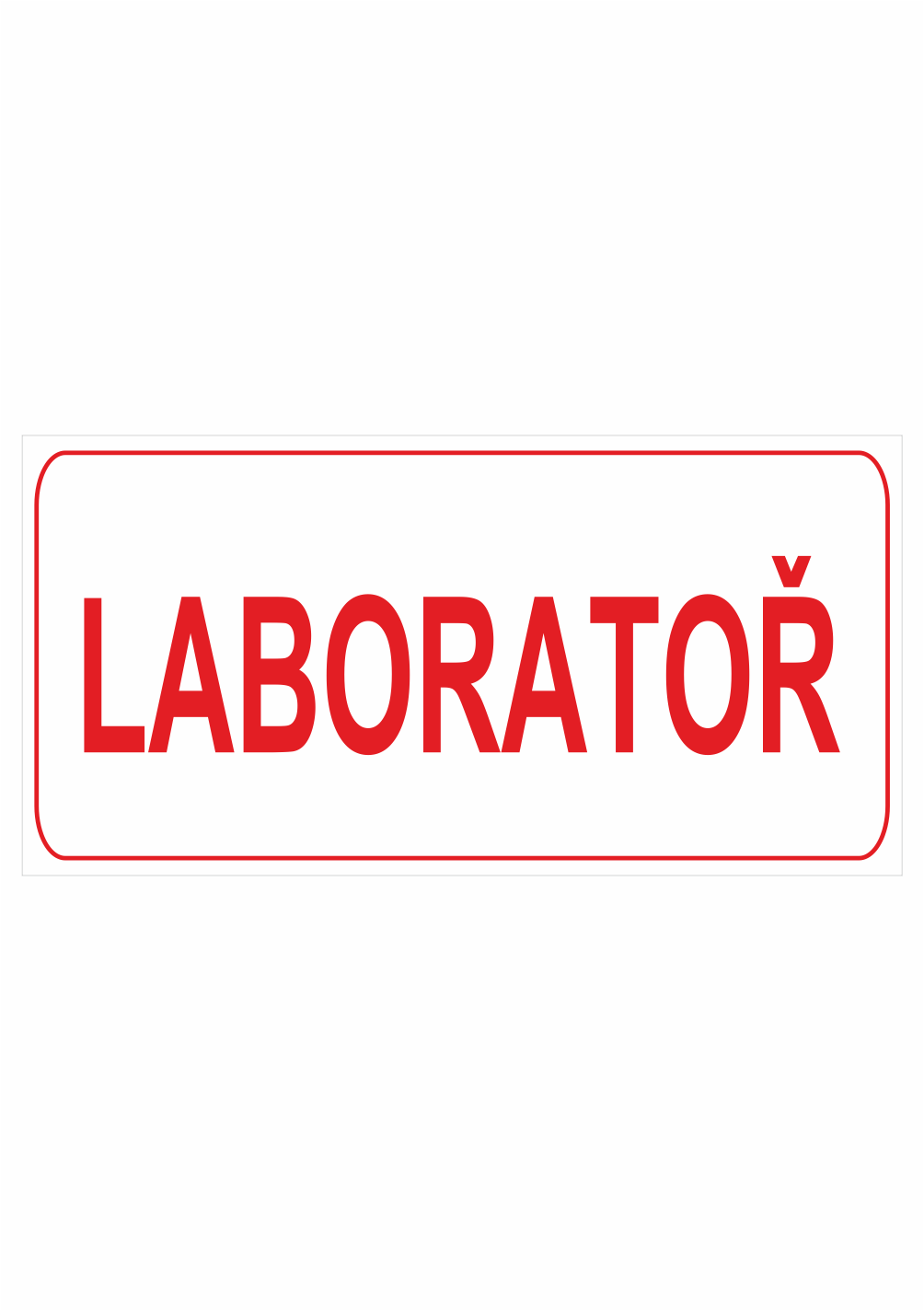 27d053 Značení budov, prostorů a vstupů - Označení místnosti (Text): "Laboratoř"