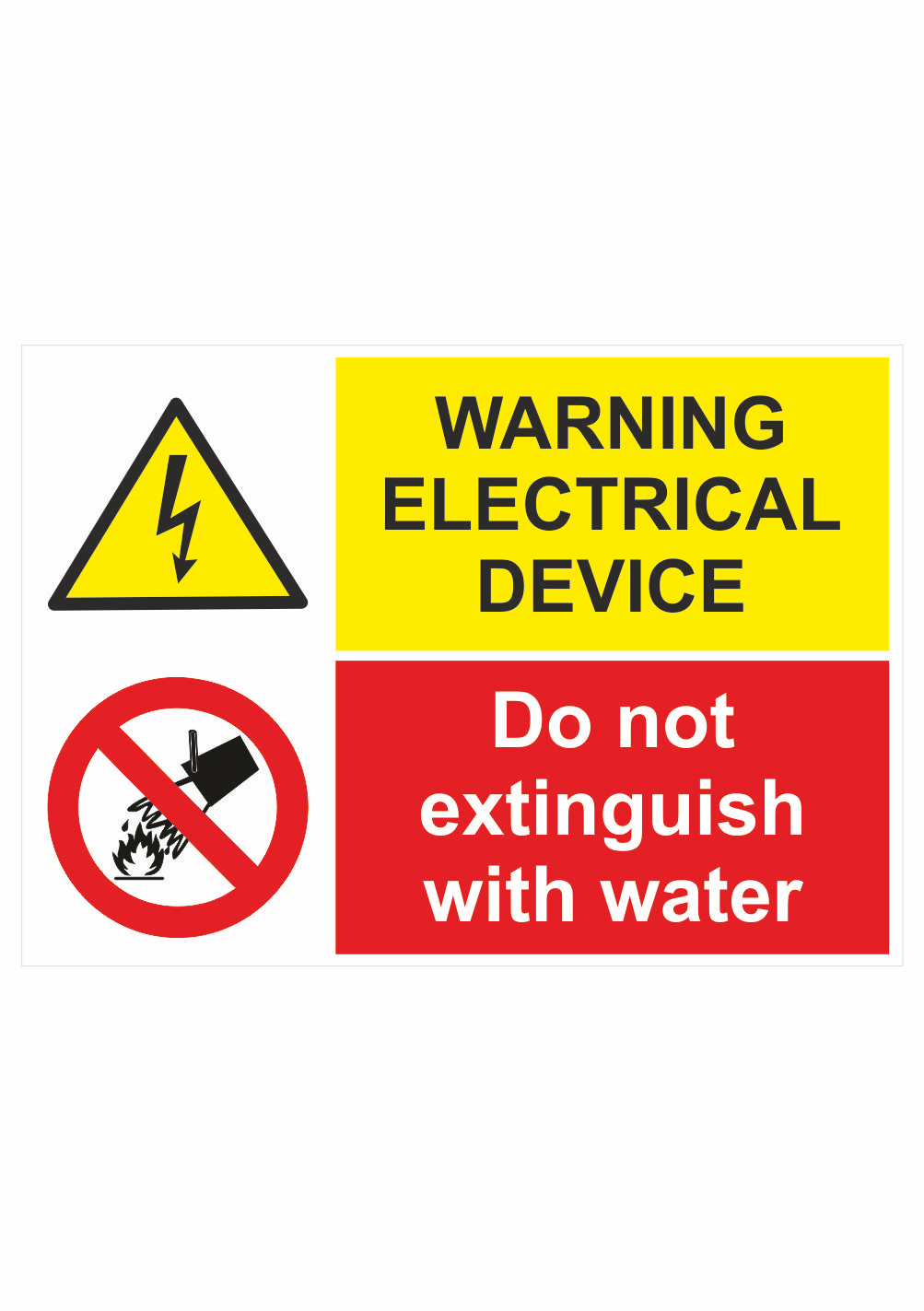 298214eb Bezpečnostní vícejazyčné tabulky: Warning electrical equipment / Do not extuingish with water