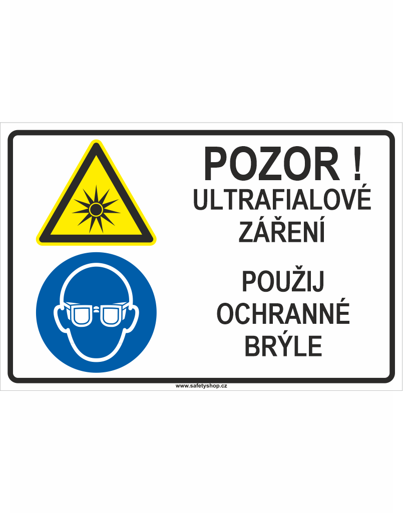 298417 Pozor! Ultrafialové záření - Použij ochranné brýle ISO 7010 - Obrázek 1