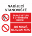 Bezpečnostní kombinovaná tabulka: NABÍJECÍ STANOVIŠTĚ - Zákaz vstupu s otevřeným ohněm / Zde nekuř, nejez ani nepij
