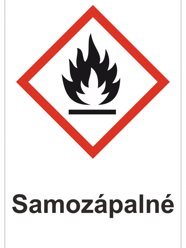 Značení nebezpečných látek a obalů - Symboly GHS s textem: "Samozápalné"
