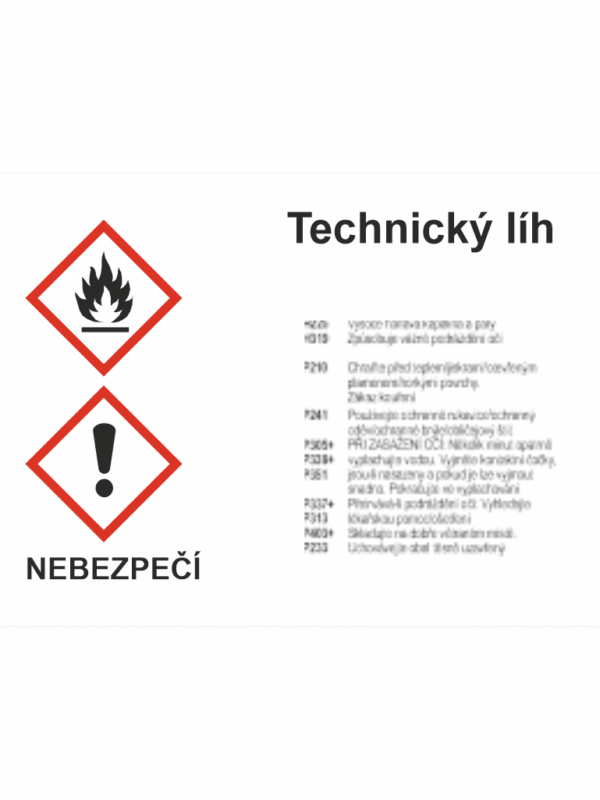GHS štítek – technický líh