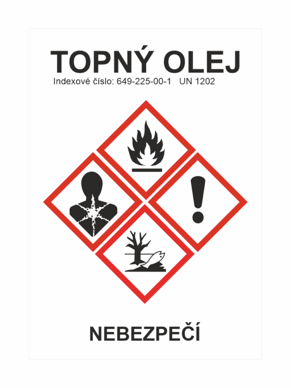 GHS štítek - Topný olej symboly