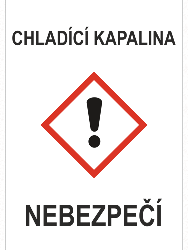 Značení nebezpečných látek a obalů - GHS štítky s názvem: Chladící kapalina / Nebezpečí
