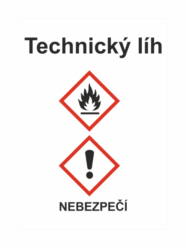 GHS štítek Technický líh - symboly