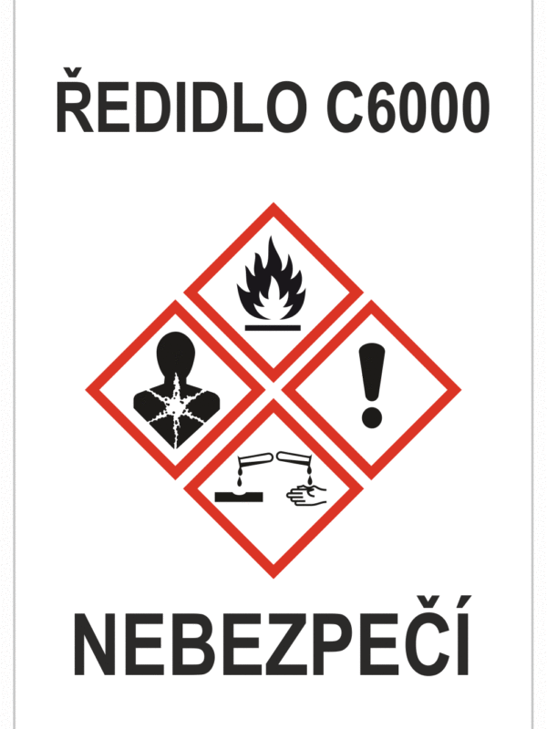 Značení nebezpečných látek a obalů - GHS štítky s názvem: Ředidlo C6000 / Nebezpečí