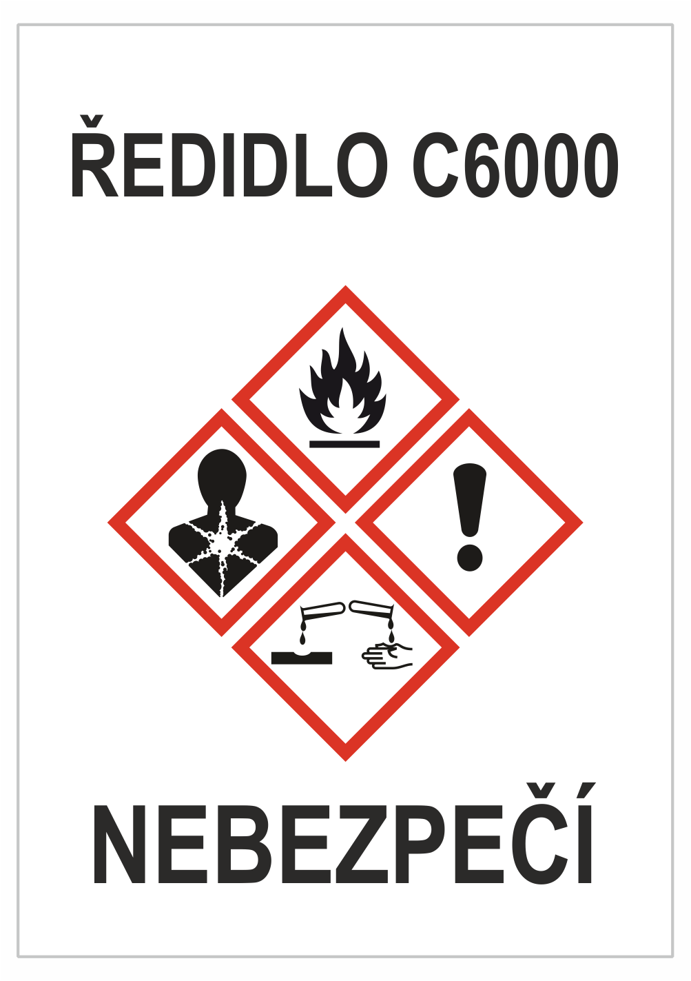 306208 Značení nebezpečných látek a obalů - GHS štítky s názvem: Ředidlo C6000 / Nebezpečí