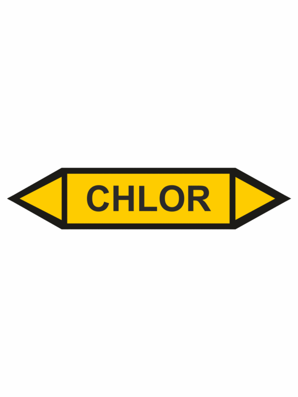 Značení dle ČSN - Oboustranné potrubní šipky: Chlor