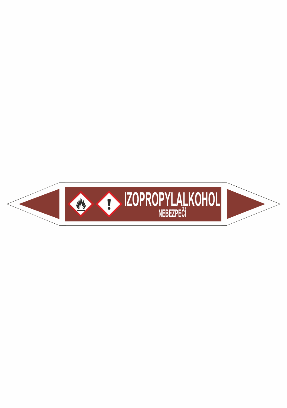 401219 Značení dle ČSN - Oboustranné potrubní šipky se symboly GHS Tekutiny: Izopropylalkohol