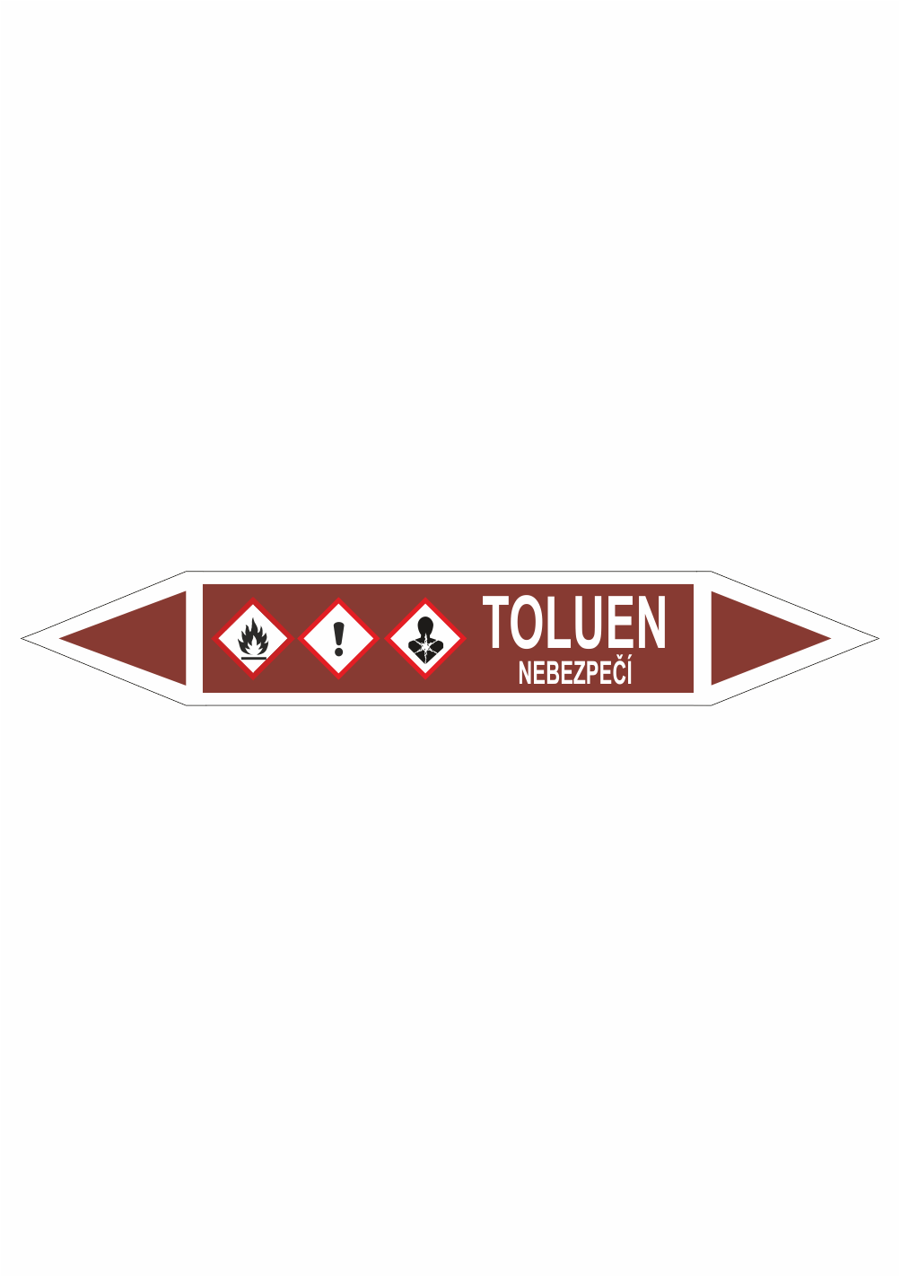 401240 Značení dle ČSN - Oboustranné potrubní šipky se symboly GHS Tekutiny: Toluen