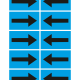 Five rows of blue tiles; in each row, the left tile shows a bold right-pointing arrow and the right tile shows a bold left-pointing arrow.
