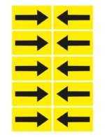 Grid of ten yellow panels with black arrows: left column arrows point right, right column arrows point left (5 rows).