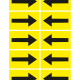 Grid of ten yellow panels with black arrows: left column arrows point right, right column arrows point left (5 rows).