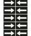 Grid of six black tiles with white arrows; left column arrows point right, right column arrows point left.