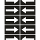 Grid of six black tiles with white arrows; left column arrows point right, right column arrows point left.