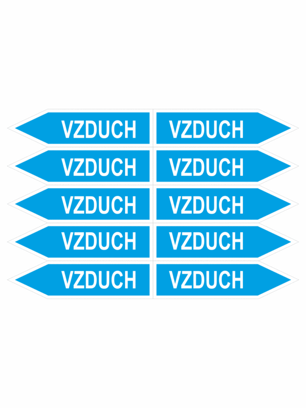 Značení dle ČSN - Jednosměrné potrubní šipky: Vzduch - Velikost 0