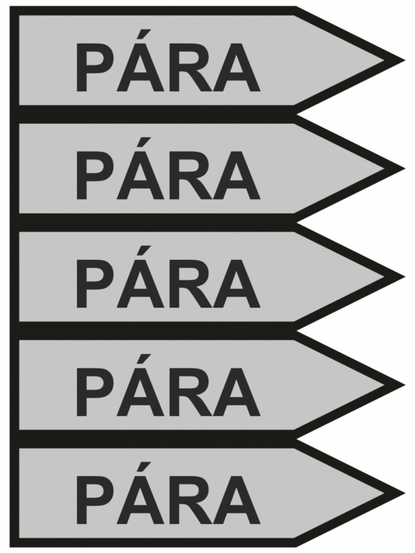 Značení dle ČSN - Jednosměrné potrubní šipky: Pára - Velikost 1 (Směr vpravo)