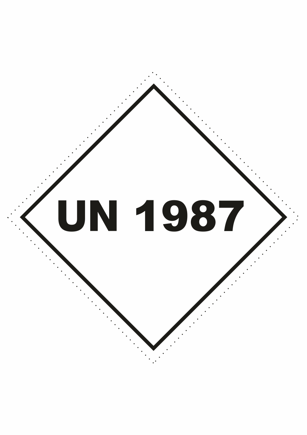 UN1987-2 Značení nebezpečných látek a obalů - UN čísla a nápisy: UN 1987 (Alkoholy) - Kosočtverec