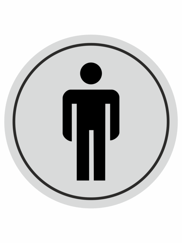 Značení budov, prostorů a vstupů - Označení místnosti (Piktogramy): WC muži (Stříbrná)