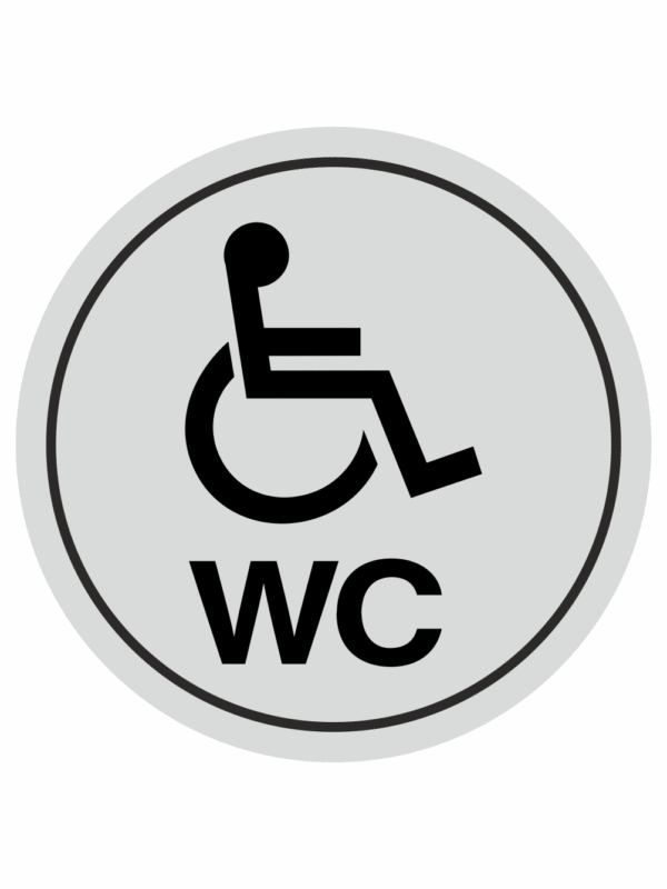 Značení budov, prostorů a vstupů - Označení místnosti (Piktogramy): WC Vozíčkáři (Stříbrná, Kruh)