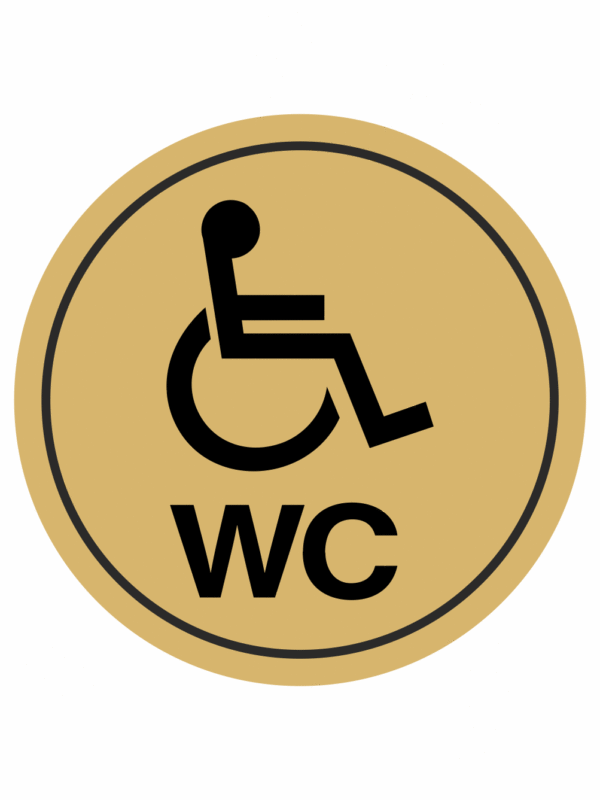 Značení budov, prostorů a vstupů - Označení místnosti (Piktogramy): WC Vozíčkáři (Zlatá, Kruh)