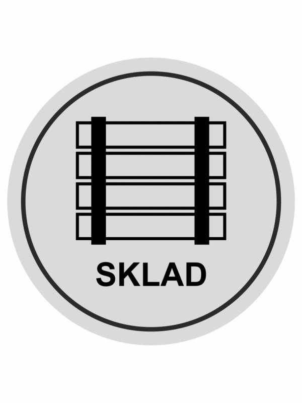 Značení budov, prostorů a vstupů - Označení místnosti (Piktogramy): Sklad (Stříbrná, Kruh)