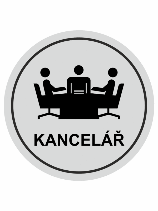 Značení budov, prostorů a vstupů - Označení místnosti (Piktogramy): Kancelář (Stříbrná, Kruh)