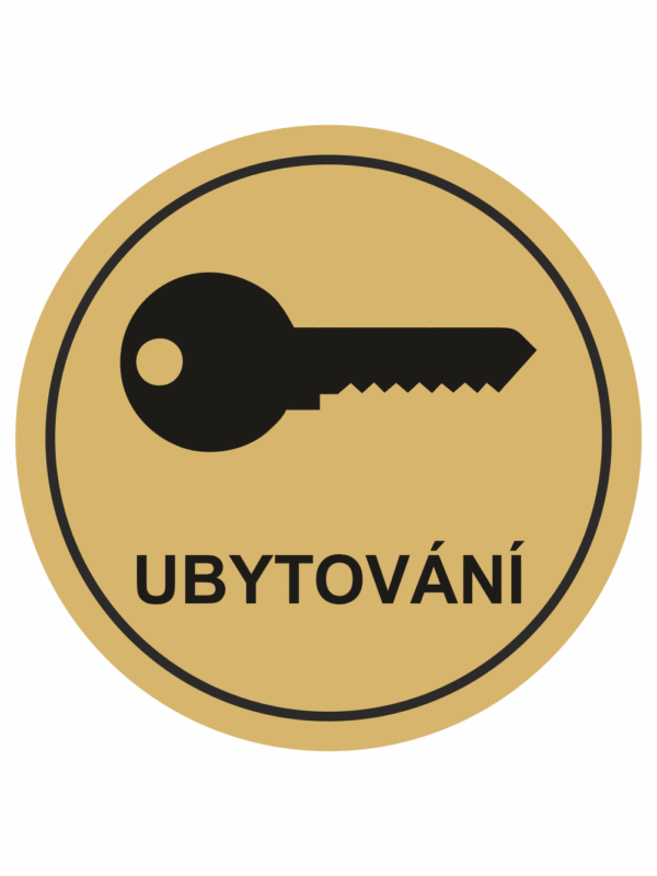 Značení budov, prostorů a vstupů - Označení místnosti (Piktogramy): Ubytování (Zlatá, Kruh)
