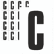Čísla a písmena - Písmeno na samolepicí fólii PVC s bílým podkladem: C (Černé)