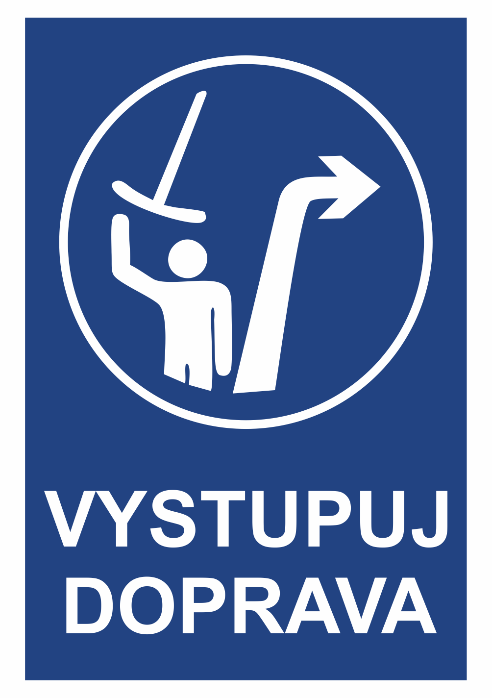 zim013 Značení budov - Označení zimních středisek a rezortů: "Vystupuj doprava"