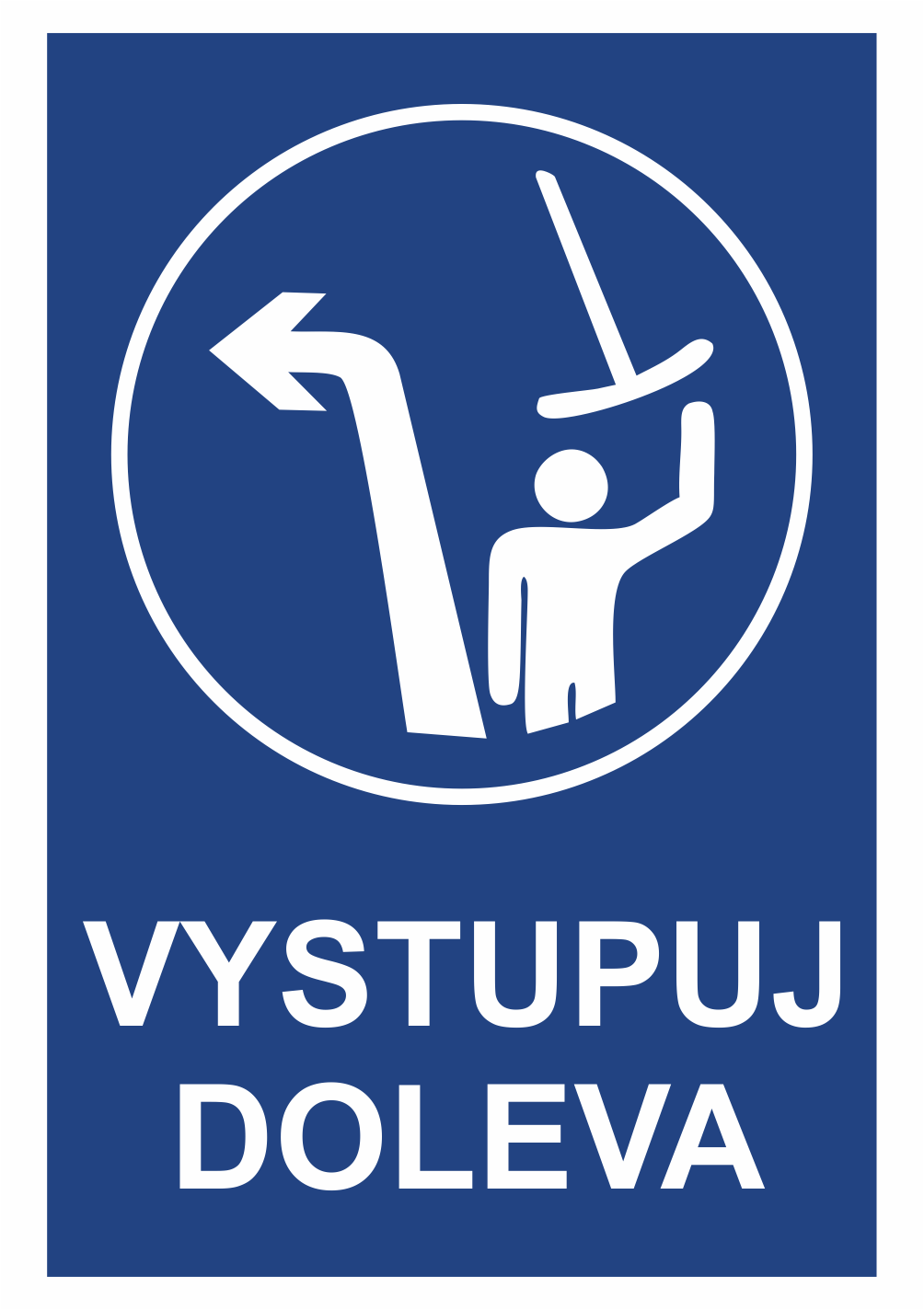 zim019 Značení budov - Označení zimních středisek a rezortů: "Vystupuj doleva"