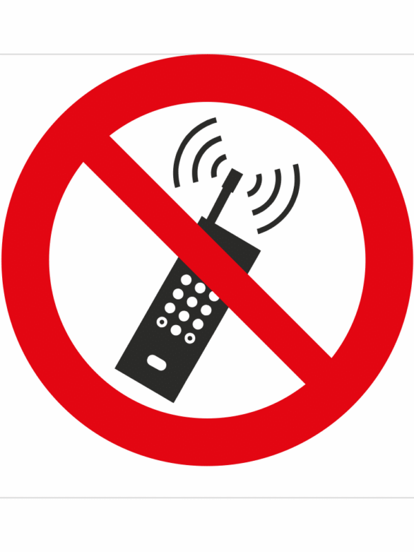 Zákazová bezpečnostná značka - Symbol bez textu: Zákaz používania mobilných telefonov